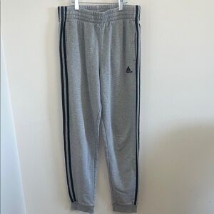 Adidas Kids Gray Joggers with Black Stripes